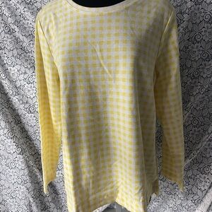 Croft & Barrow 2X Yellow Gingham Long Sleeve Top NWT